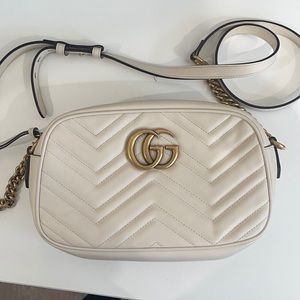 Gucci White small GG marmont camera bag
